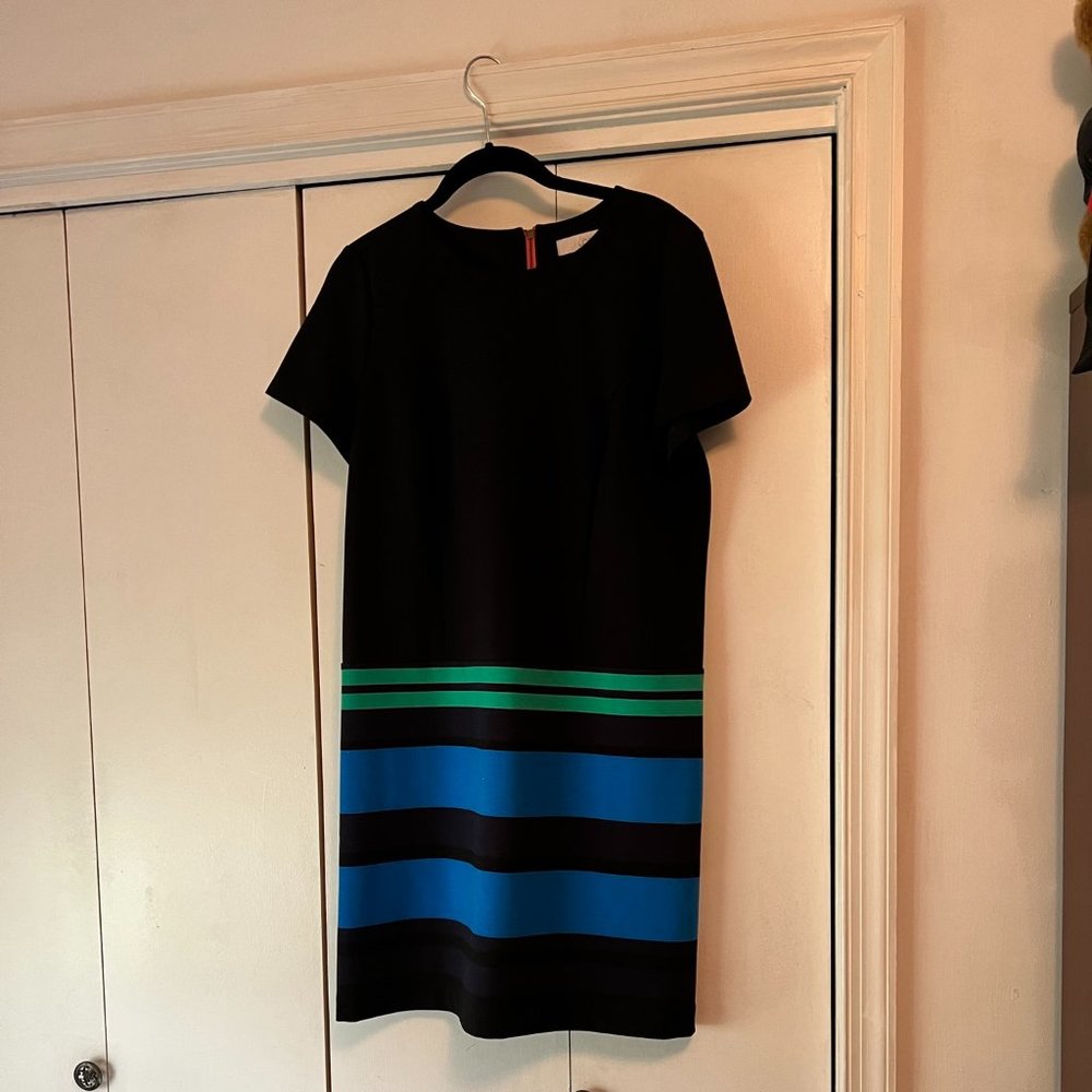 Loft - Black Dress with Striped at Bottom - Size 8